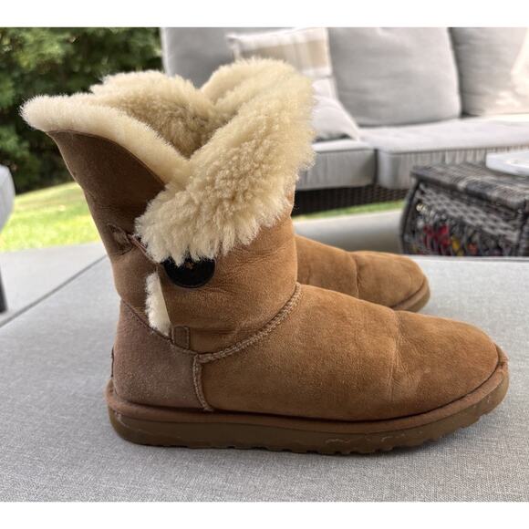 UGG Bailey Button II Women's Size 9 Shoes Brown Suede Comfort Shear Lined Boots - Picture 6 of 12